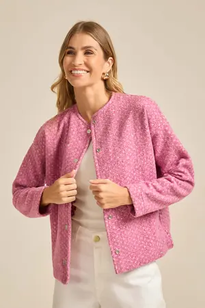 JAQUETA ALPACA COM BOTÕES DE PRESSÃO E BOLSOS ROXO P