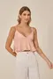 CROPPED EM WOVEN TWILL COM RECORTE , BABADO E ALÇA DE VIÉS