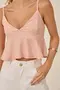 CROPPED EM WOVEN TWILL COM RECORTE , BABADO E ALÇA DE VIÉS