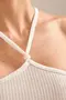 BLUSA FRENTE ÚNICA EM CANELADO AREIA FINO COM ALÇA DE VIÉS E PONTEIRA
