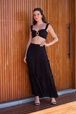 TOP COM FIVELA PRETO M