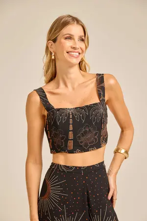 CROPPED DECOTE QUADRADO NOITE ESTRELADA ESCURO G