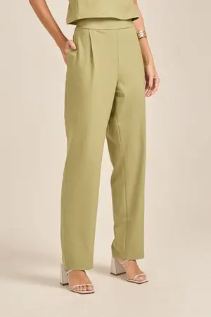 CALÇA ALFAIATARIA COM PREGAS VERDE M