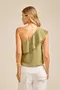 BLUSA UM OMBRO SÓ MALHA LAISE CREPADA COM BABADO