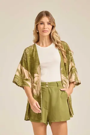 KIMONO BÁSICO VISCOSE ESTAMPADA BARRADA PALERMO M