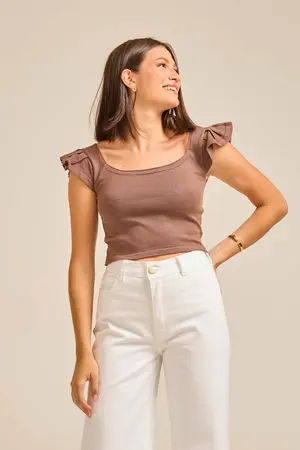 TRICOT COM BABADOS MARROM P