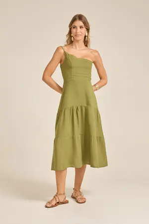 VESTIDO MIDI SAIA MARIAS VERDE ALECRIM G