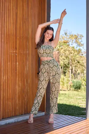 TOP CROPPED ESTAMPADO VENEZA VERDE M