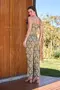 CALÇA CENOURA VISCOSE ESTAMPADA COM FAIXA E BOLSO
