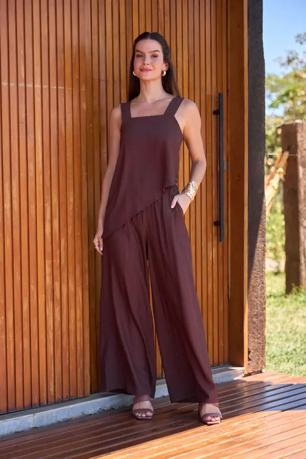 CALÇA PANTALONA ESSENCIAL COM BOLSO