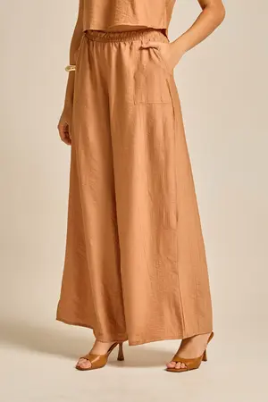 CALÇA PANTALONA ESSENCIAL COM BOLSO BEGE TOFFEE G