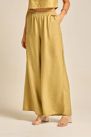 CALÇA PANTALONA ESSENCIAL COM BOLSO CHÁ VERDE G