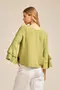 BLUSA VISCOSE LISA COM MANGA 3/4 E BABADO