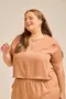 BLUSA BÁSICA EM TWILL COM MARTINGALE E BOTÃO