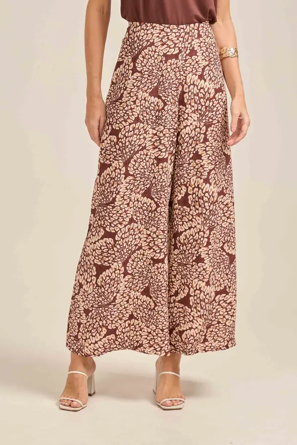 CALÇA EM VISCOSE ESTAMPADA PANTALONA