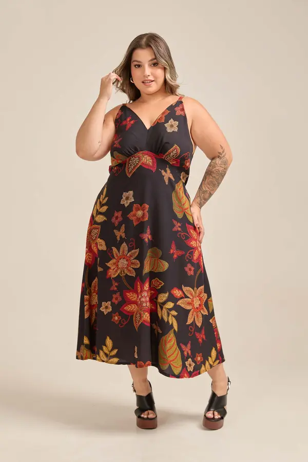 VESTIDO MIDI DECOTE V