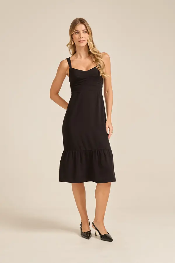 VESTIDO MIDI COM BABADO