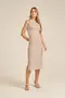 VESTIDO MIDI RIBANA CANELADA LISTRADA COM FENDA