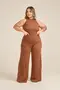 CALÇA PANTALONA BÁSICA EM CANELADO ONDAS