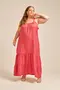 VESTIDO LONGO EM WOVEN LERIS TWILL COM BABADOS
