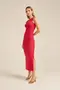 VESTIDO LONGO CROPPED EM CANELADO ONDAS COM FENDA LATERAL