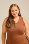 VESTIDO MIDI EM CANELADO ONDAS COM DECOTE REDONDO