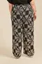 CALÇA RETA VISCOSE ESTAMPADA COM CORDINHA DE VIÉS