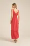 VESTIDO LONGO VISCOSE ESTAMPADA COM ALÇA LARGA E BABADO