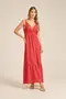 VESTIDO LONGO VISCOSE ESTAMPADA COM ALÇA LARGA E BABADO