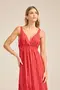 VESTIDO LONGO VISCOSE ESTAMPADA COM ALÇA LARGA E BABADO