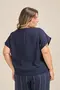 BLUSA MANGA MORCEGO COM FRANZIDO NO OMBRO E DECOTE EM V