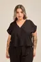BLUSA MANGA MORCEGO COM FRANZIDO NO OMBRO E DECOTE EM V
