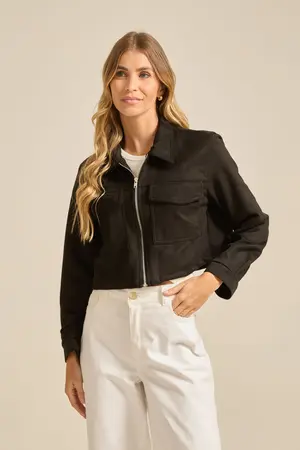 JAQUETA COM BOLSOS SCUBA SUEDE