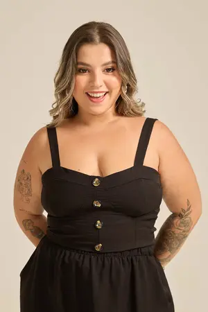 CROPPED CORSETADO COM BOTÕES PRETO G1