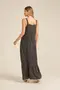 VESTIDO LONGO VISCOSE ESTAMPADA COM BABADO