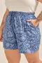 SHORT VISCOSE ESTAMPADA COM BOLSO E CORDINHA DE VIÉS