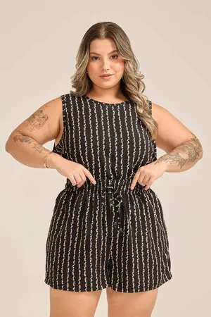 REGATA BÁSICA VISCOSE ESTAMPADA BRILHO FUNDO PRETO G1