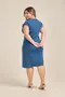 VESTIDO MIDI EM RIBANA CANELADA COM DECOTE REDONDO