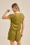 BLUSA BÁSICA EM TWILL COM RECORTE NA MANGA