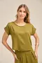 BLUSA BÁSICA EM TWILL COM RECORTE NA MANGA
