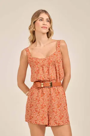 SHORT COM CORDINHA DE VIÉS E PONTEIRA TOQUE DE ONÇA TERRACOTA G