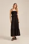VESTIDO LONGO COM SAIAS MARIA E BABADINHO NO DECOTE