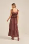 VESTIDO LONGO COM SAIAS MARIA E BABADINHO NO DECOTE