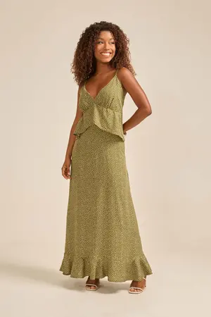 VESTIDO LONGO PEPLUM BRISA LEVE VERDE M
