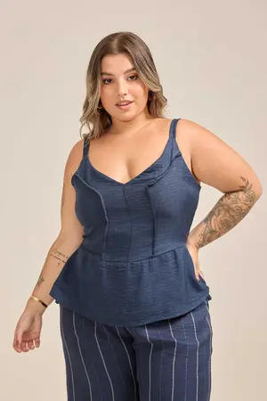 BLUSA PEPLUM MARINHO G3