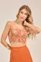 CROPPED VISCOSE ESTAMPADA COM LASTEX E ALÇA DE CORDA