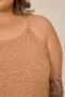 VESTIDO CURTO EM VISCOSE ESTAMPADA COM ALÇA DE VIÉS E BABADO