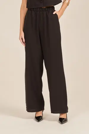 CALÇA BÁSICA EM WOVEN CREPE STONE COM BOLSO PRETO M