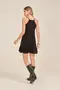 VESTIDO CURTO EM VISCOSE LISA COM BABADO E BOTÕES