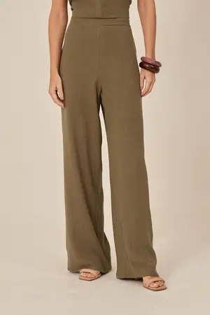 CALÇA RETA EM LINHO ARIZONA VERDE BALI M